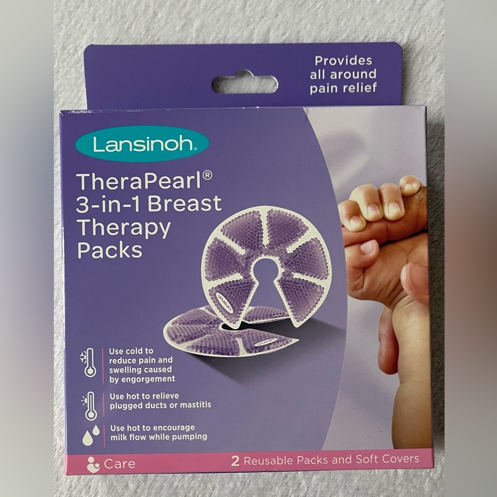 NEW Lansinoh Therapearl 3-In-1 Breast Therapy Packs With Soft Covers, 2 Pk